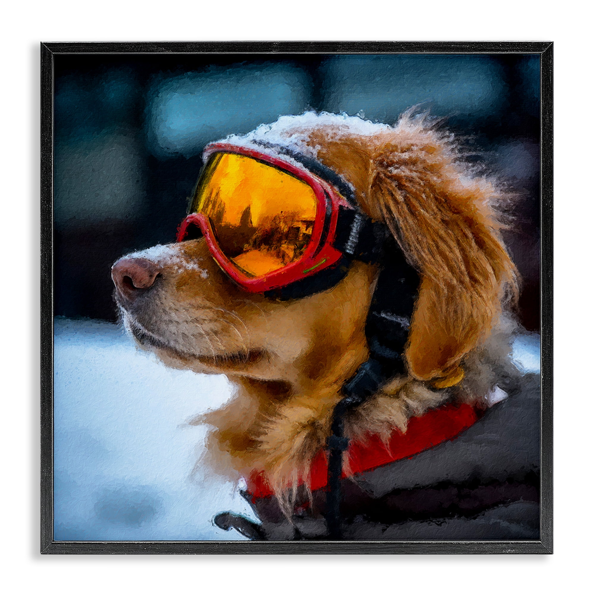 Stupell Industries Ski Goggles Dog Black Framed Giclee Art, design by Sean Parnell