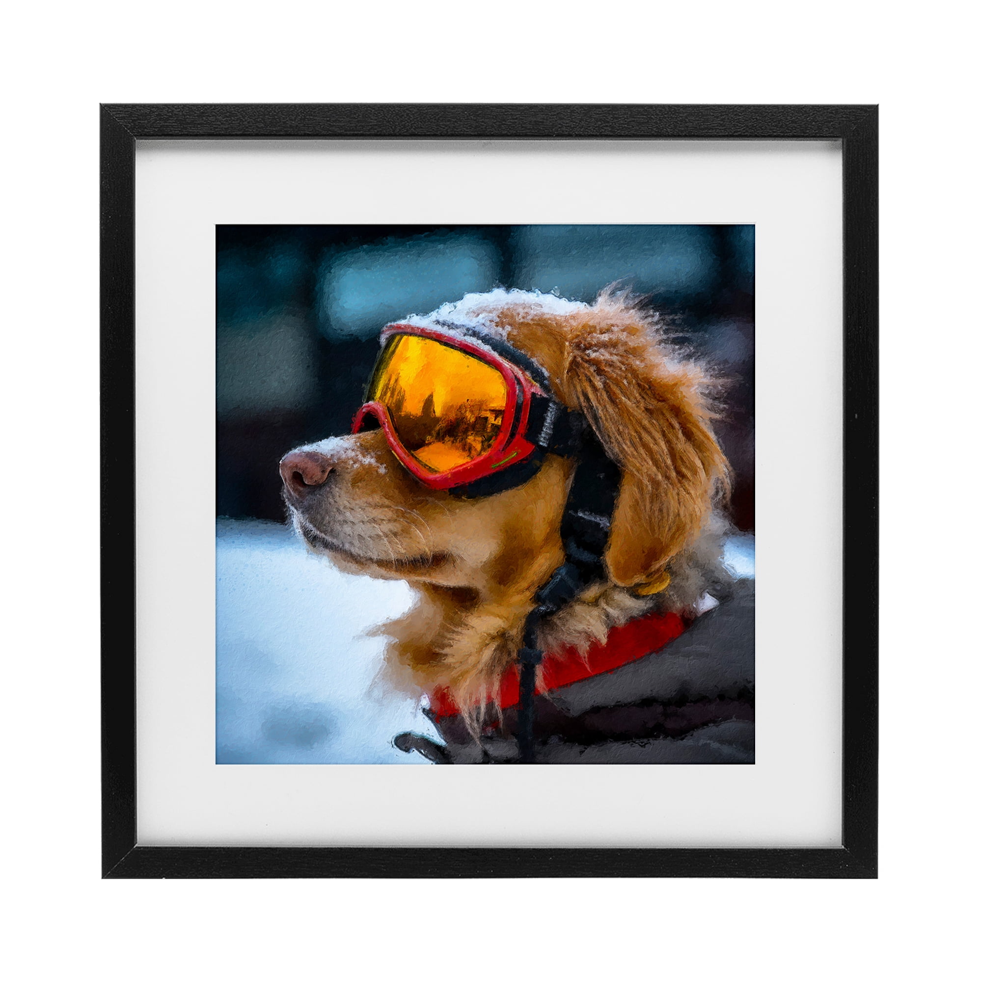 Stupell Industries Ski Goggles Dog Black Framed Print Under Glass, design by Sean Parnell
