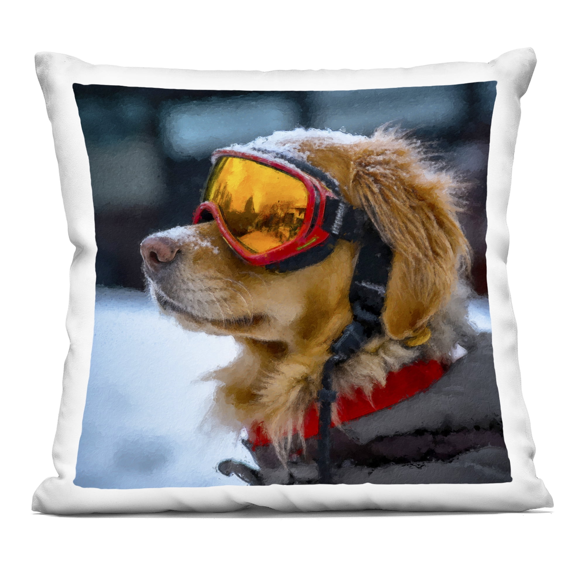 Stupell Industries Ski Goggles Dog Decorative Printed Throw Pillow, design by Sean Parnell, 18 x 7 x 18
