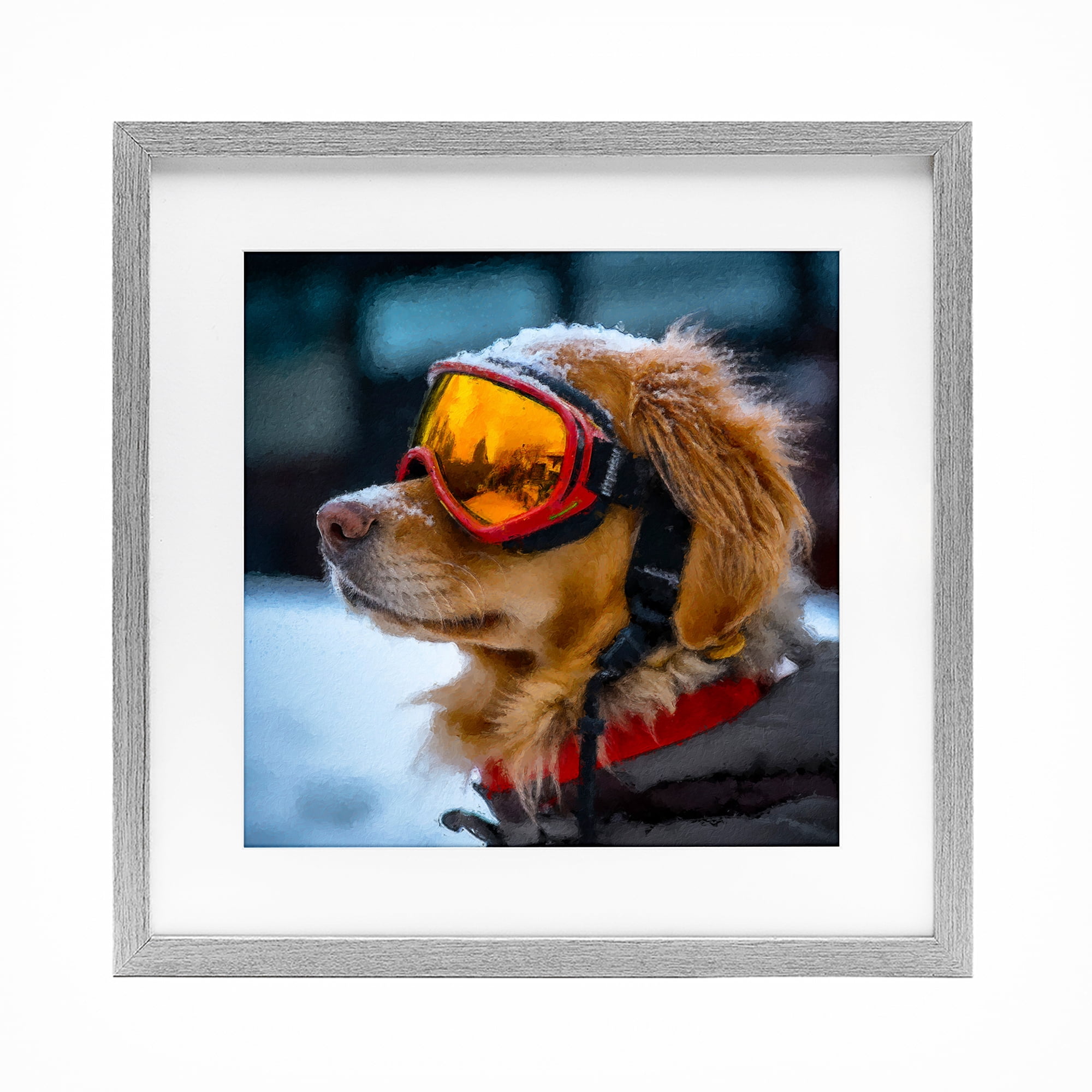 Stupell Industries Ski Goggles Dog Gray Framed Print Under Glass, design by Sean Parnell