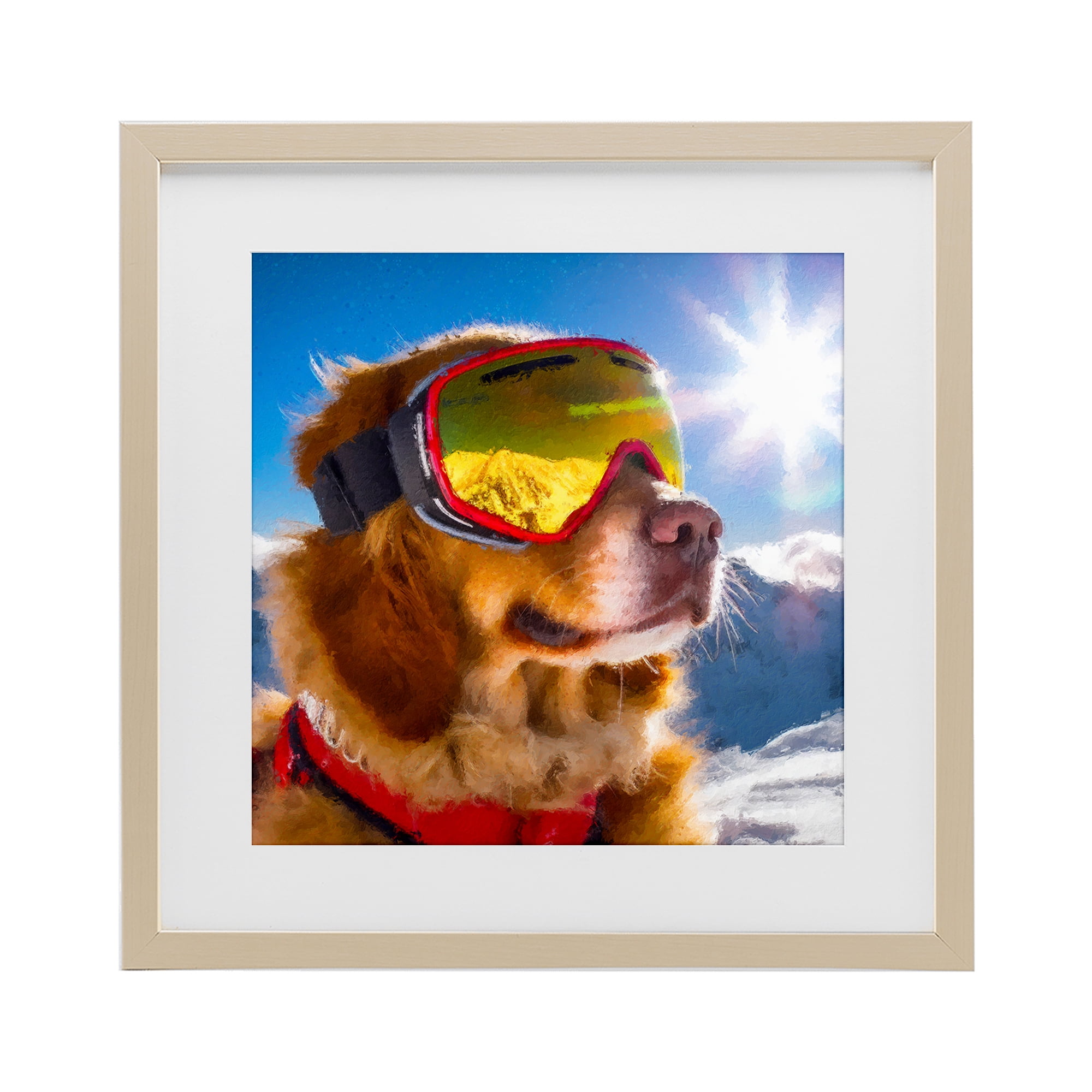 Stupell Industries Ski Goggles Retriever Birch Framed Print Under Glass, design by Sean Parnell