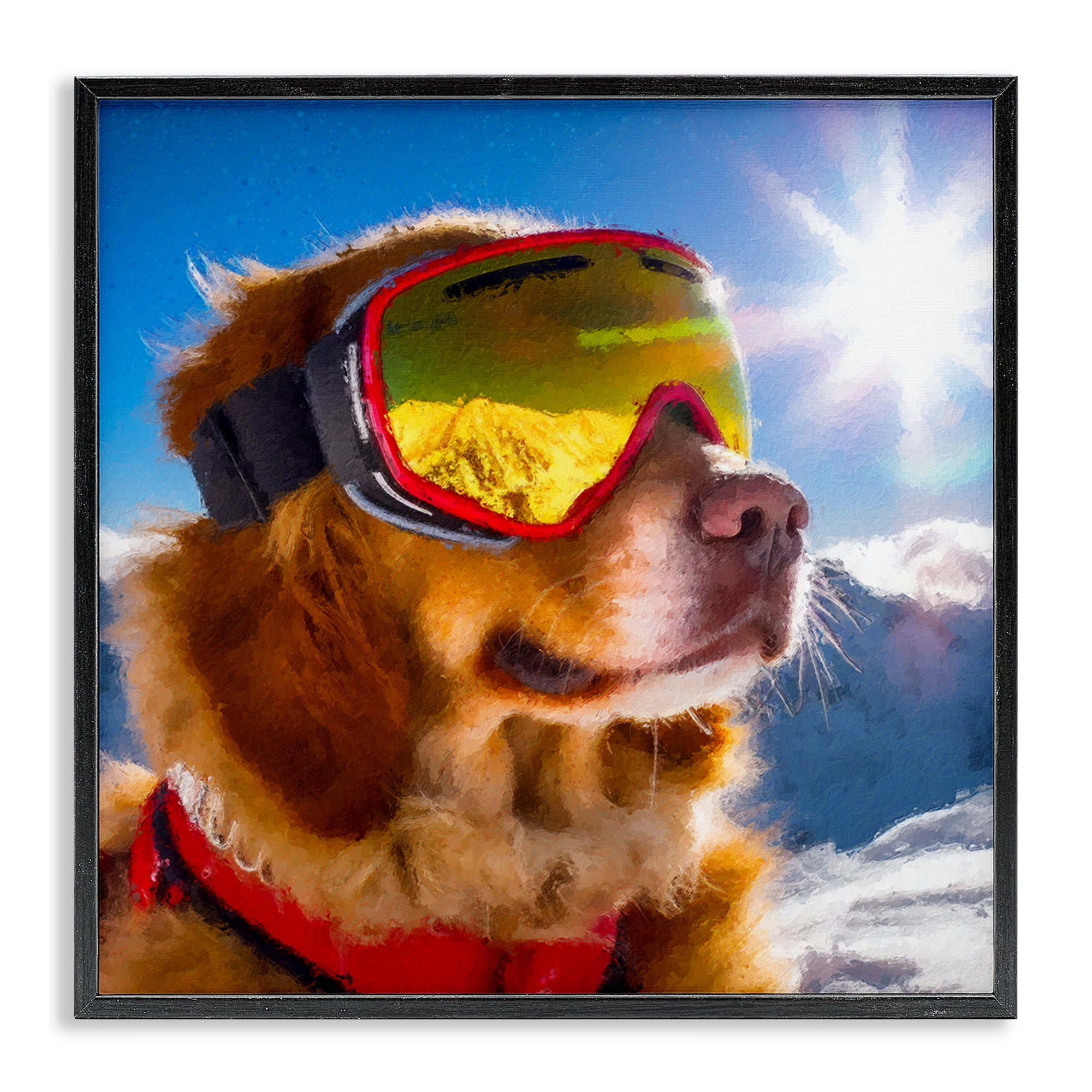 Stupell Industries Ski Goggles Retriever Black Framed Giclee Art, design by Sean Parnell