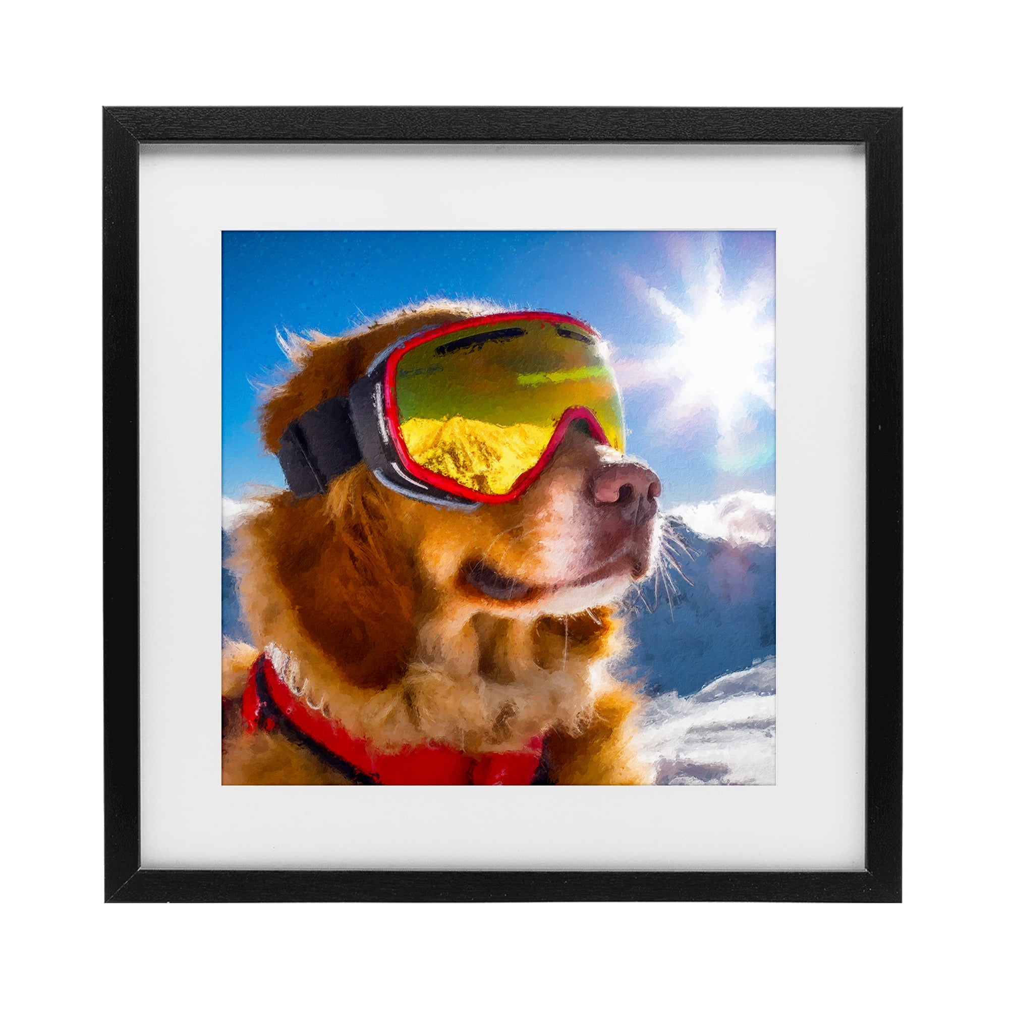 Stupell Industries Ski Goggles Retriever Black Framed Print Under Glass, design by Sean Parnell
