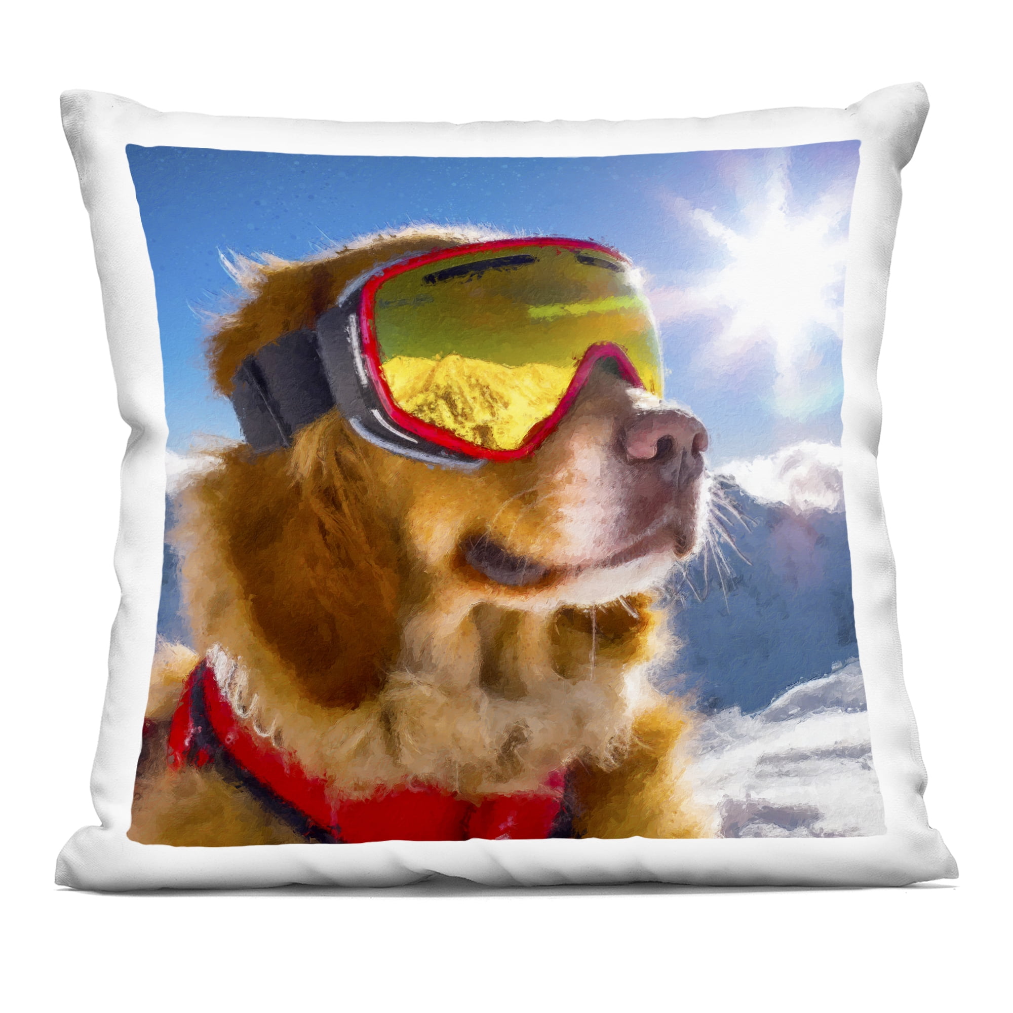 Stupell Industries Ski Goggles Retriever Decorative Printed Throw Pillow, design by Sean Parnell, 18 x 7 x 18
