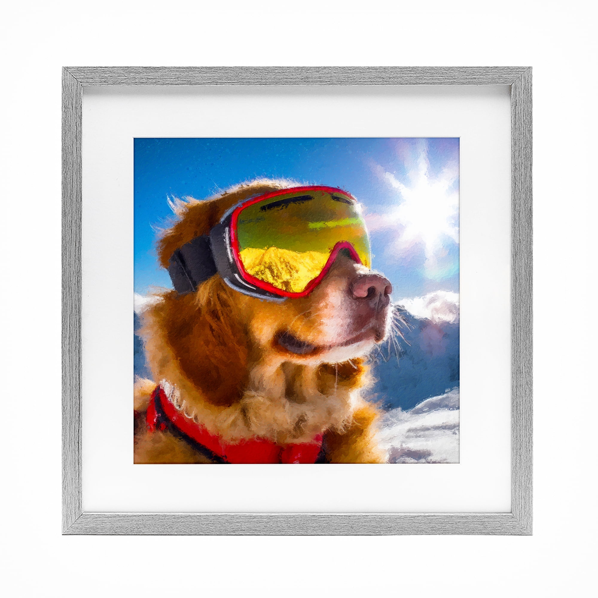 Stupell Industries Ski Goggles Retriever Gray Framed Print Under Glass, design by Sean Parnell