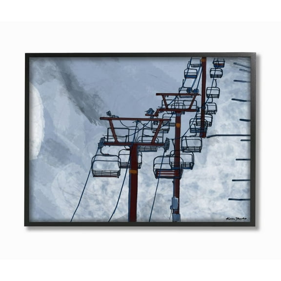 Stupell Industries Ski Lift Blue Sky Painting Drawings Black Framed Art Print Wall Art, 11x14, by Karen Dreyfus