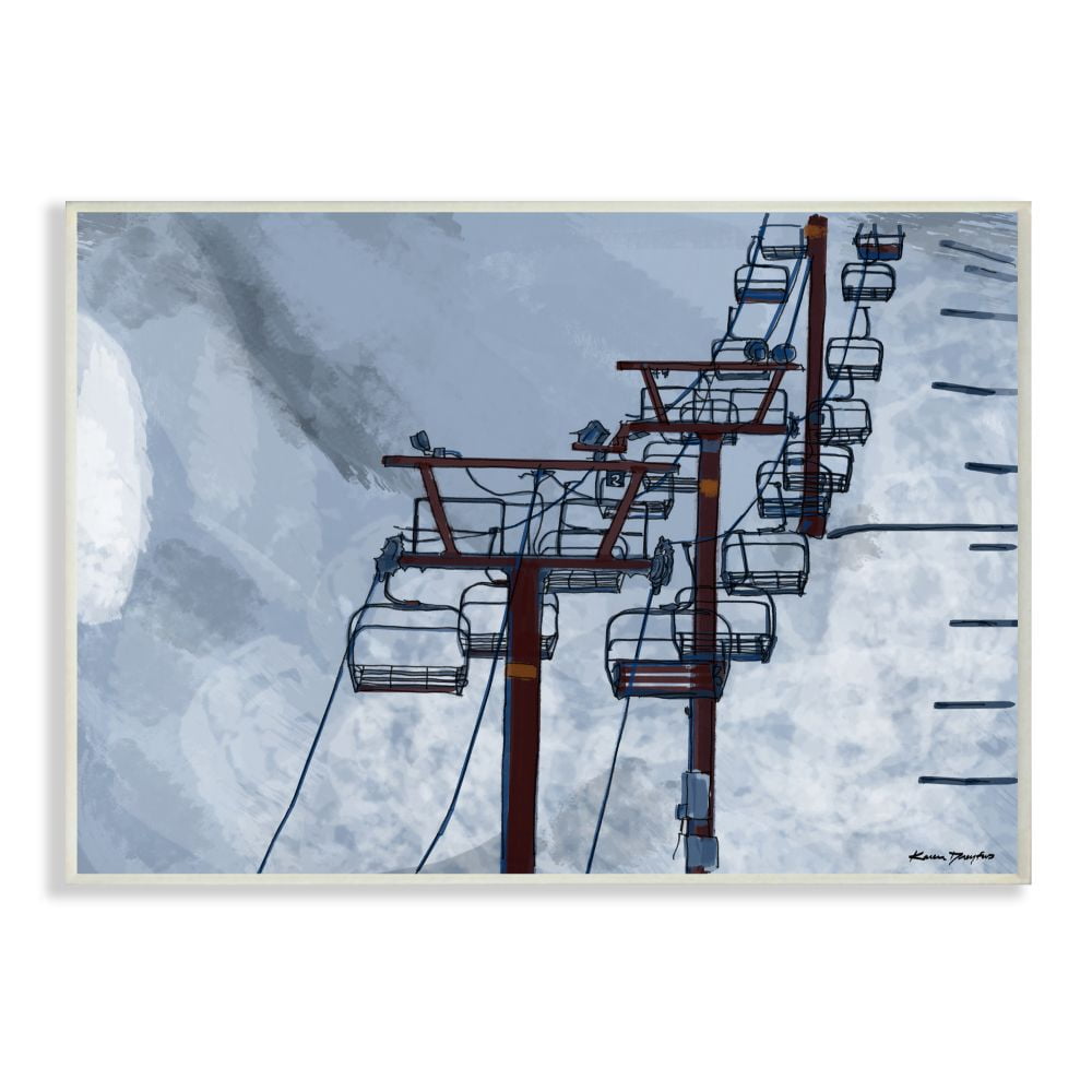Stupell Industries Ski Lift Blue Sky Painting Wall Plaque by Karen Dreyfus