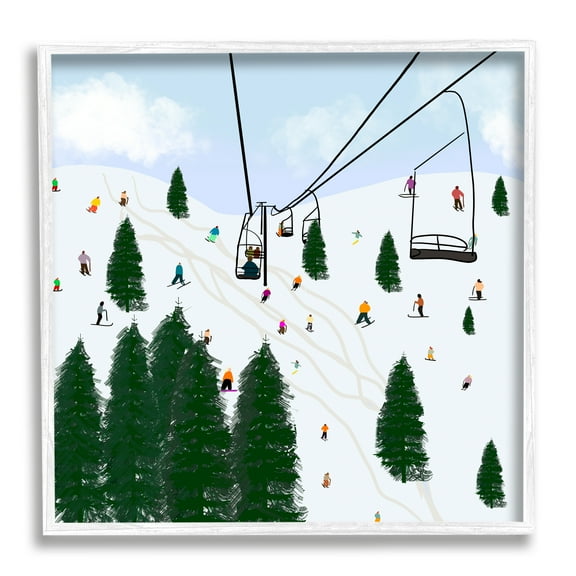 Stupell Industries Ski Lift Mountain Landscape Busy Slopes Winter Athletes, 24 x 24, Design by Ashley Singleton