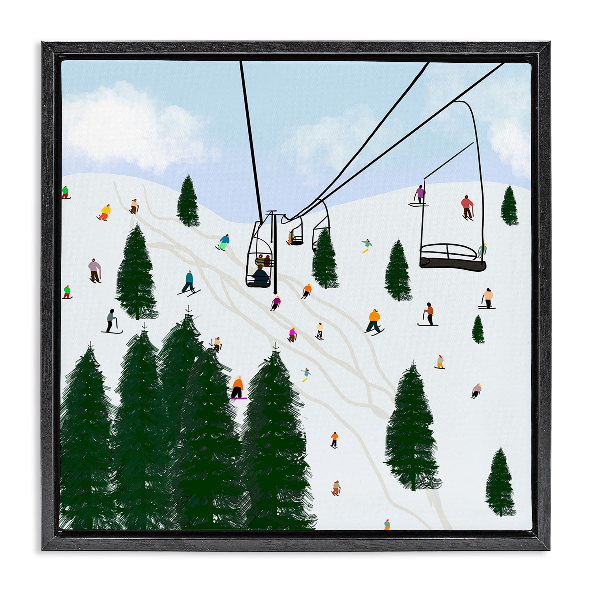 Stupell Industries Ski Lift Mountain Landscape Landscape Painting Black