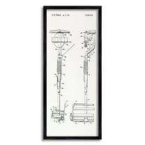 Stupell Industries Ski Lift Patent Blueprint Sports Painting Black Framed Art Print Wall Art