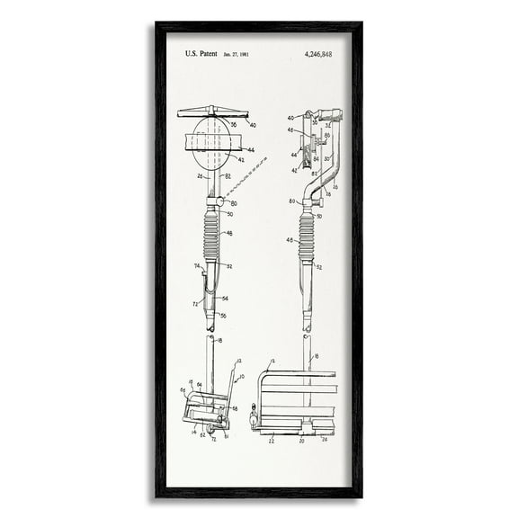Stupell Industries Ski Lift Patent Blueprint Sports Painting Black Framed Art Print Wall Art