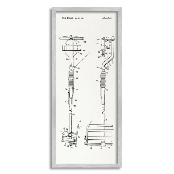 Stupell Industries Ski Lift Patent Blueprint Sports Painting Gray Framed Art Print Wall Art