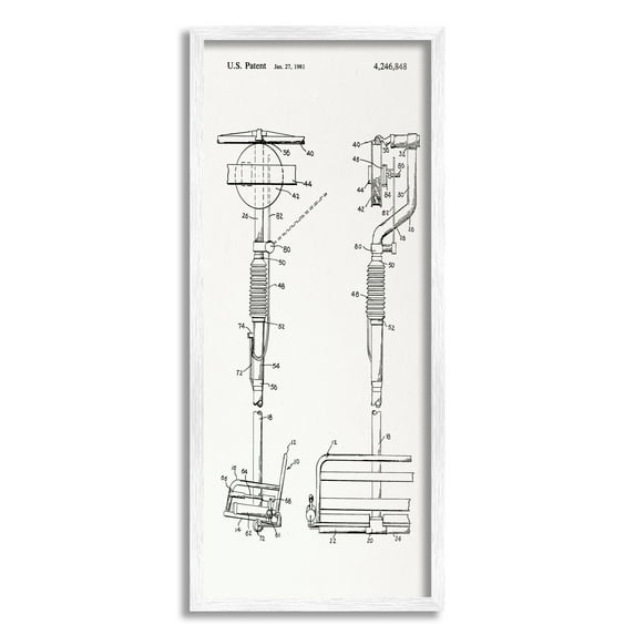 Stupell Industries Ski Lift Patent Blueprint Sports Painting White Framed Art Print Wall Art