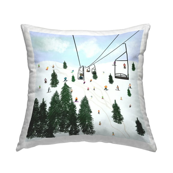 Stupell Industries Ski Lift & Slopes Decorative Printed Throw Pillow Design by Ashley Singleton.