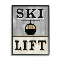 Stupell Industries Ski Lift Winter Sports Graphic Art Black Framed Art Print Wall Art, Design by Livi Finn