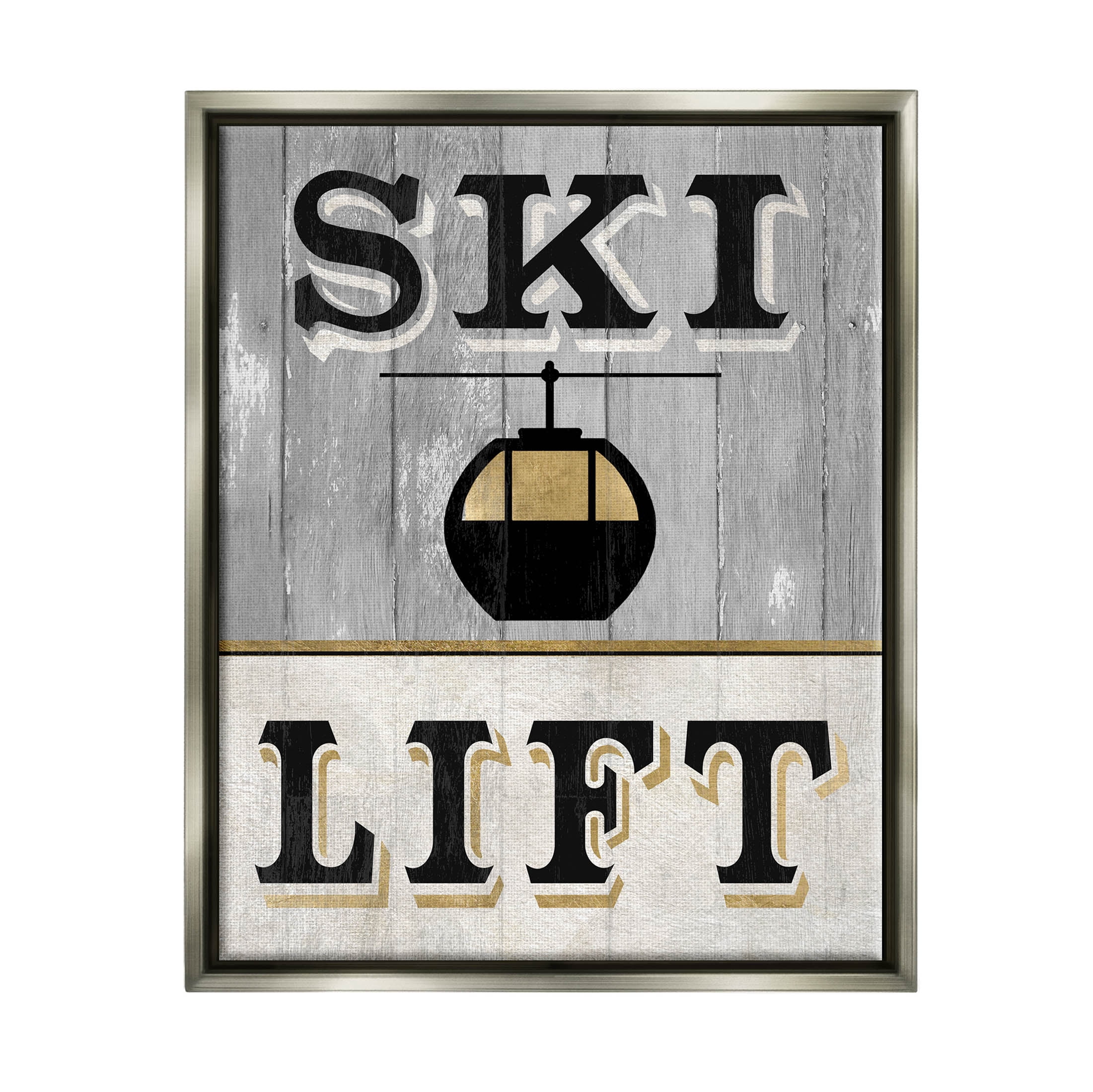Stupell Industries Ski Lift Winter Sports Graphic Art Luster Gray Floating Framed Canvas Print Wall Art, Design by Livi Finn