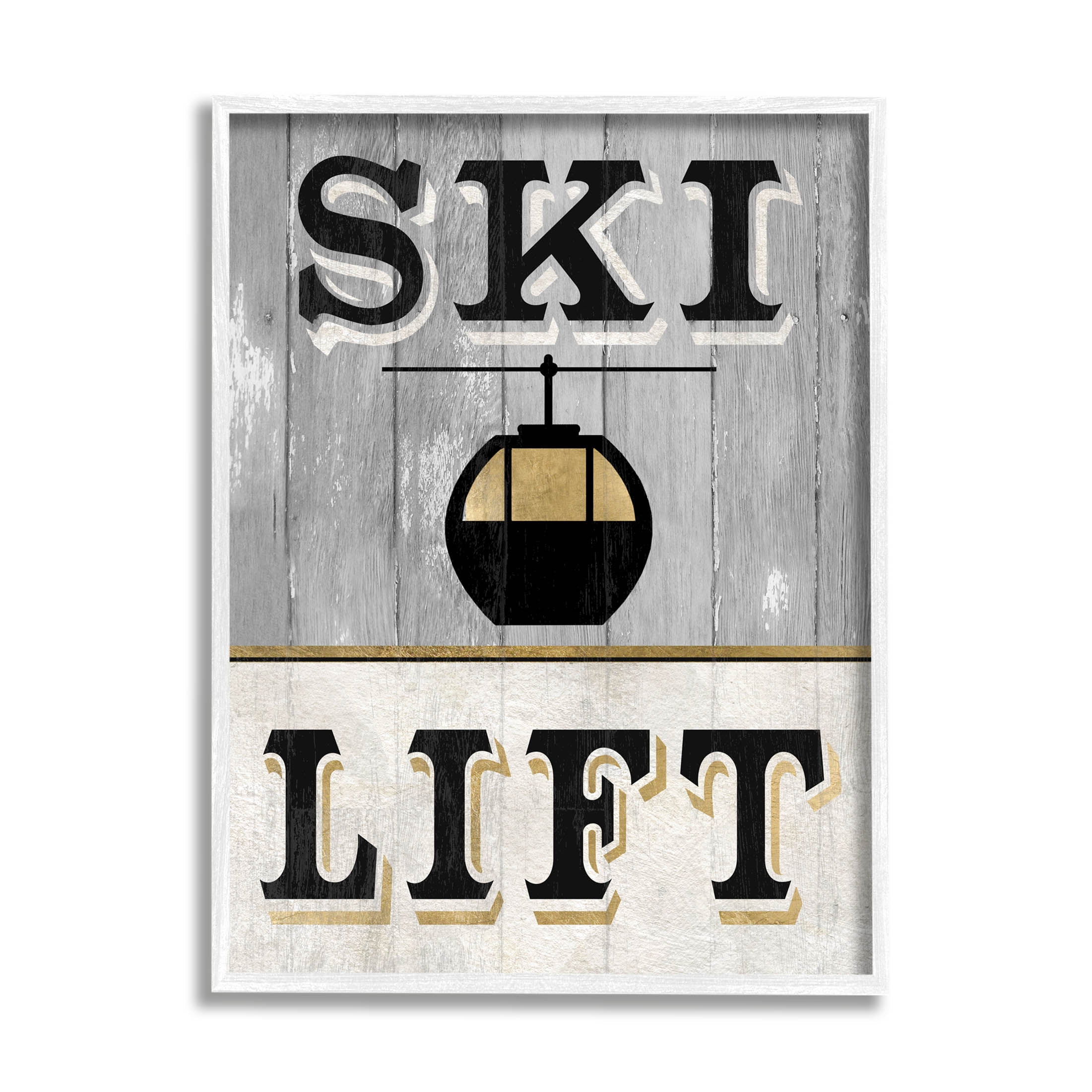 Stupell Industries Ski Lift Winter Sports Graphic Art White Framed Art Print Wall Art, Design by Livi Finn