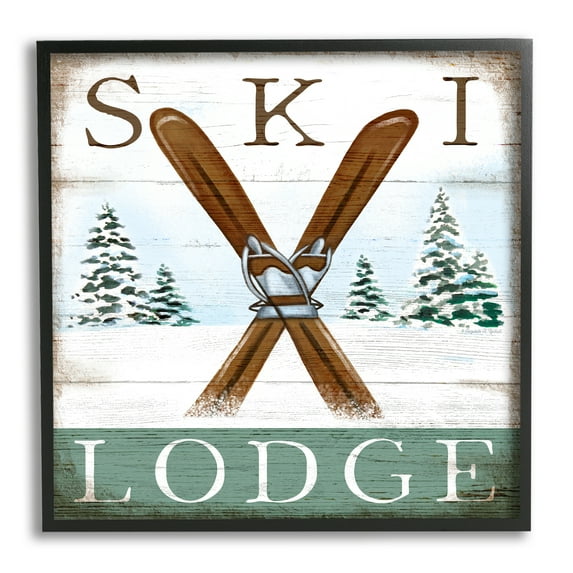 Stupell Industries Ski Lodge Rustic Cabin Sign Snowy Tree Forest, 17 x 30, Design by Elizabeth Tyndall