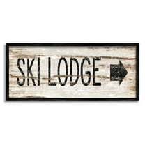 Stupell Industries Ski Lodge Rustic Sign Graphic Art Black Framed Art Print Wall Art, Design by Jennifer Pugh