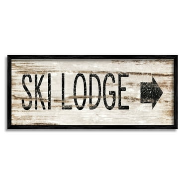 Stupell Industries Ski Lodge Rustic Sign Graphic Art Black Framed Art Print Wall Art, Design by Jennifer Pugh