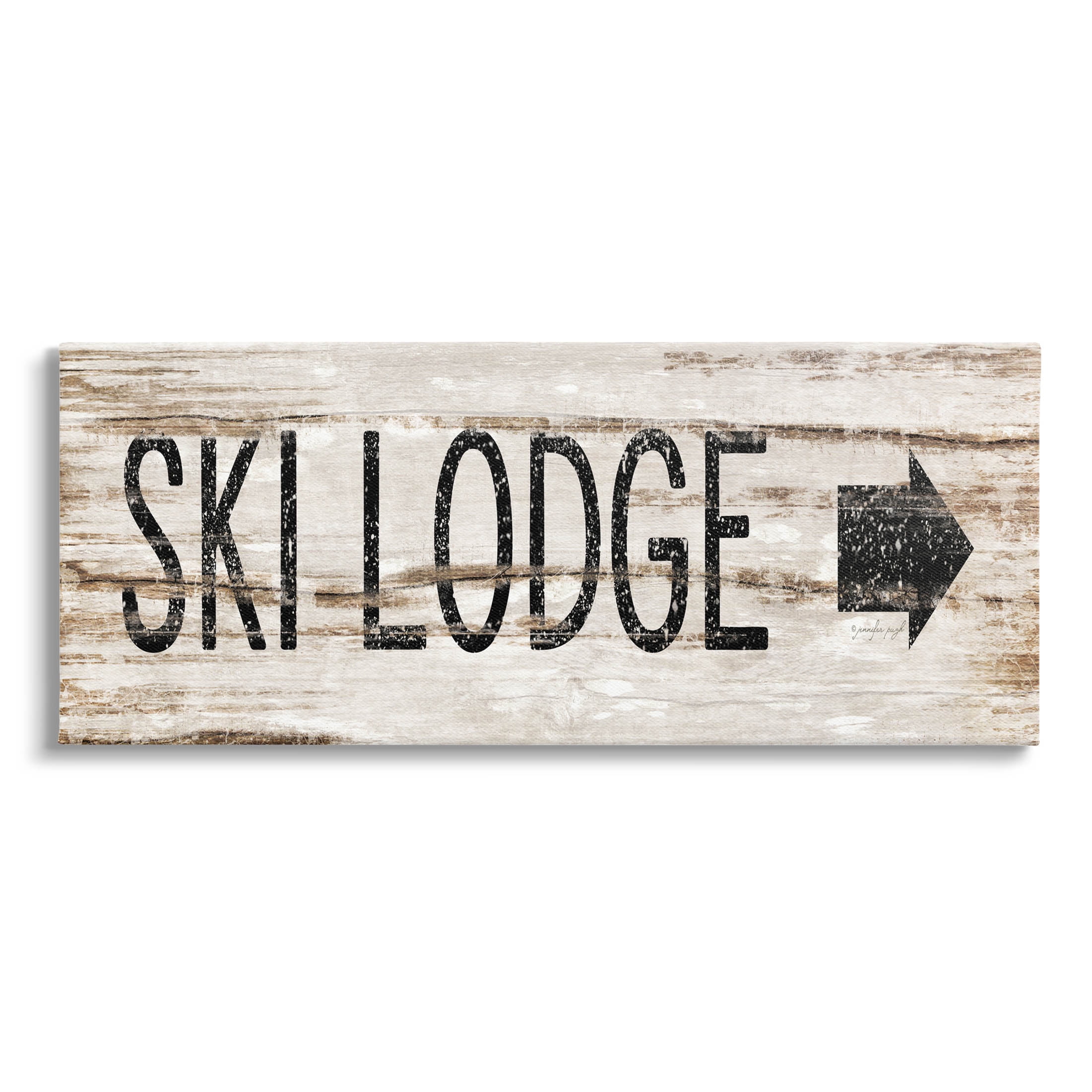 Stupell Industries Ski Lodge Rustic Sign Graphic Art Gallery Wrapped Canvas Print Wall Art, Design by Jennifer Pugh