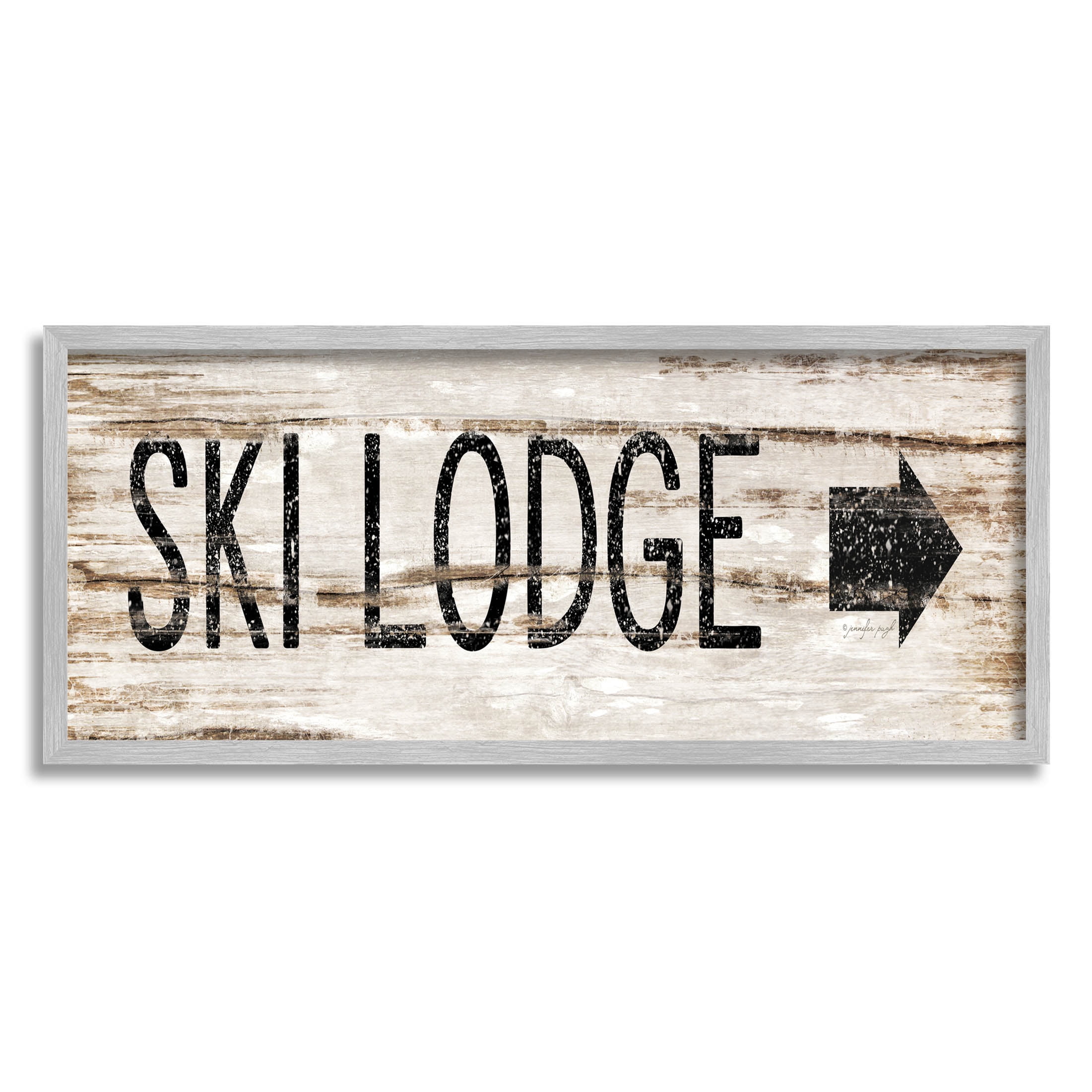 Stupell Industries Ski Lodge Rustic Sign Graphic Art Gray Framed Art Print Wall Art, Design by Jennifer Pugh