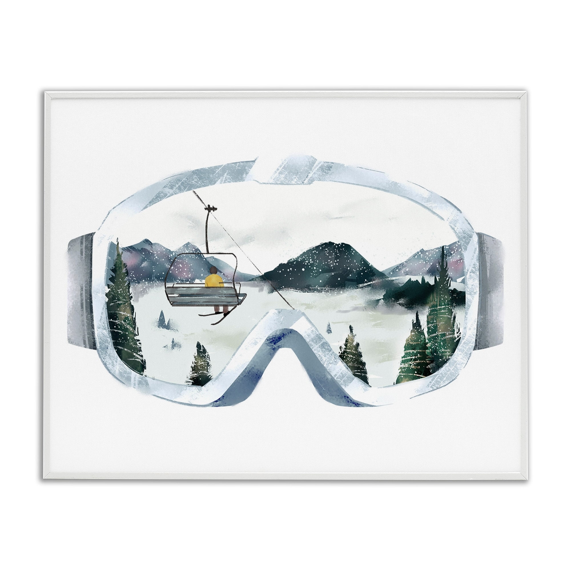 Stupell Industries Ski Mountain Reflection in Sports Goggles Winter Forest, 16 x 20, Design by Ziwei Li
