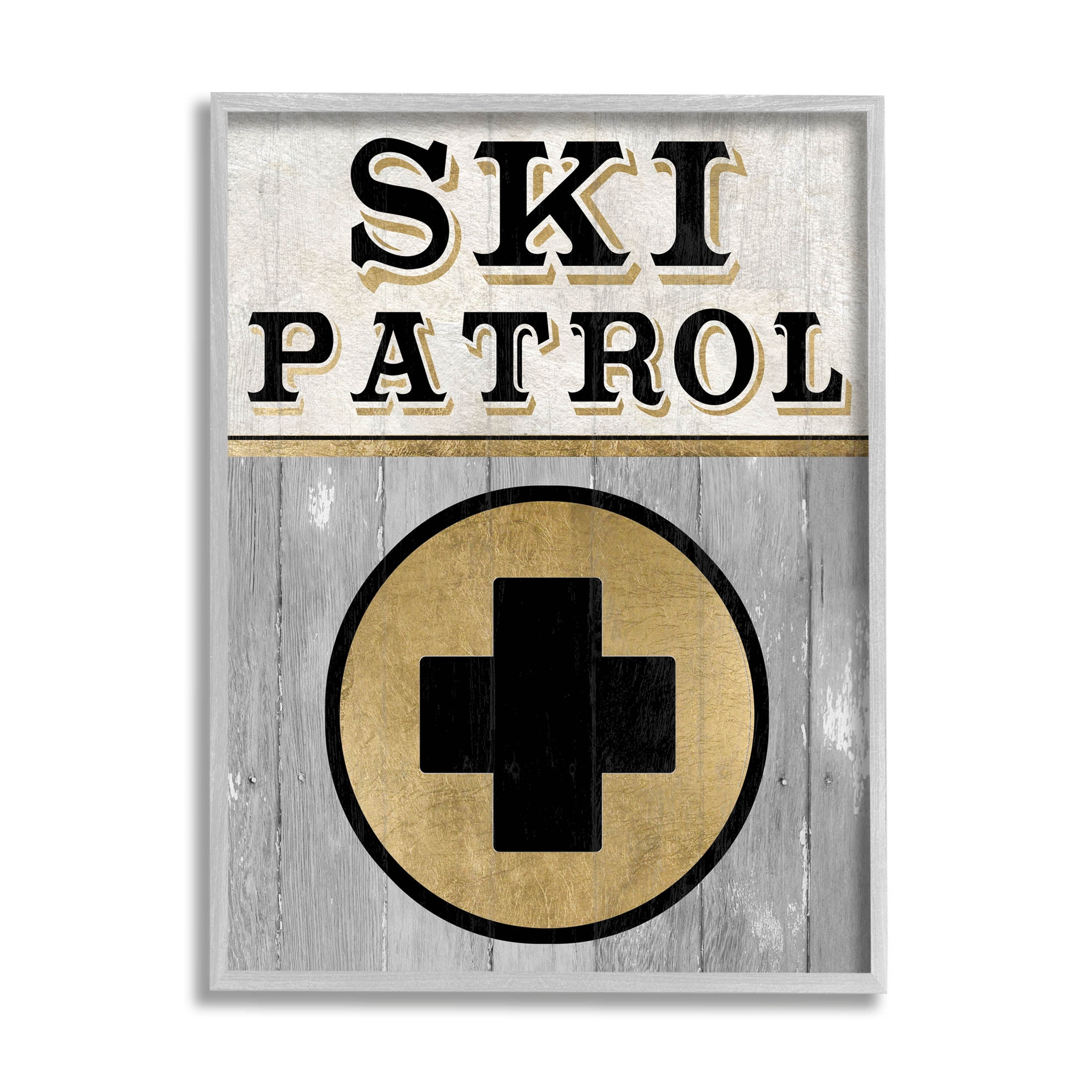 Stupell Industries Ski Patrol Medical Skiing Graphic Art Gray Framed Art Print Wall Art, Design by Livi Finn