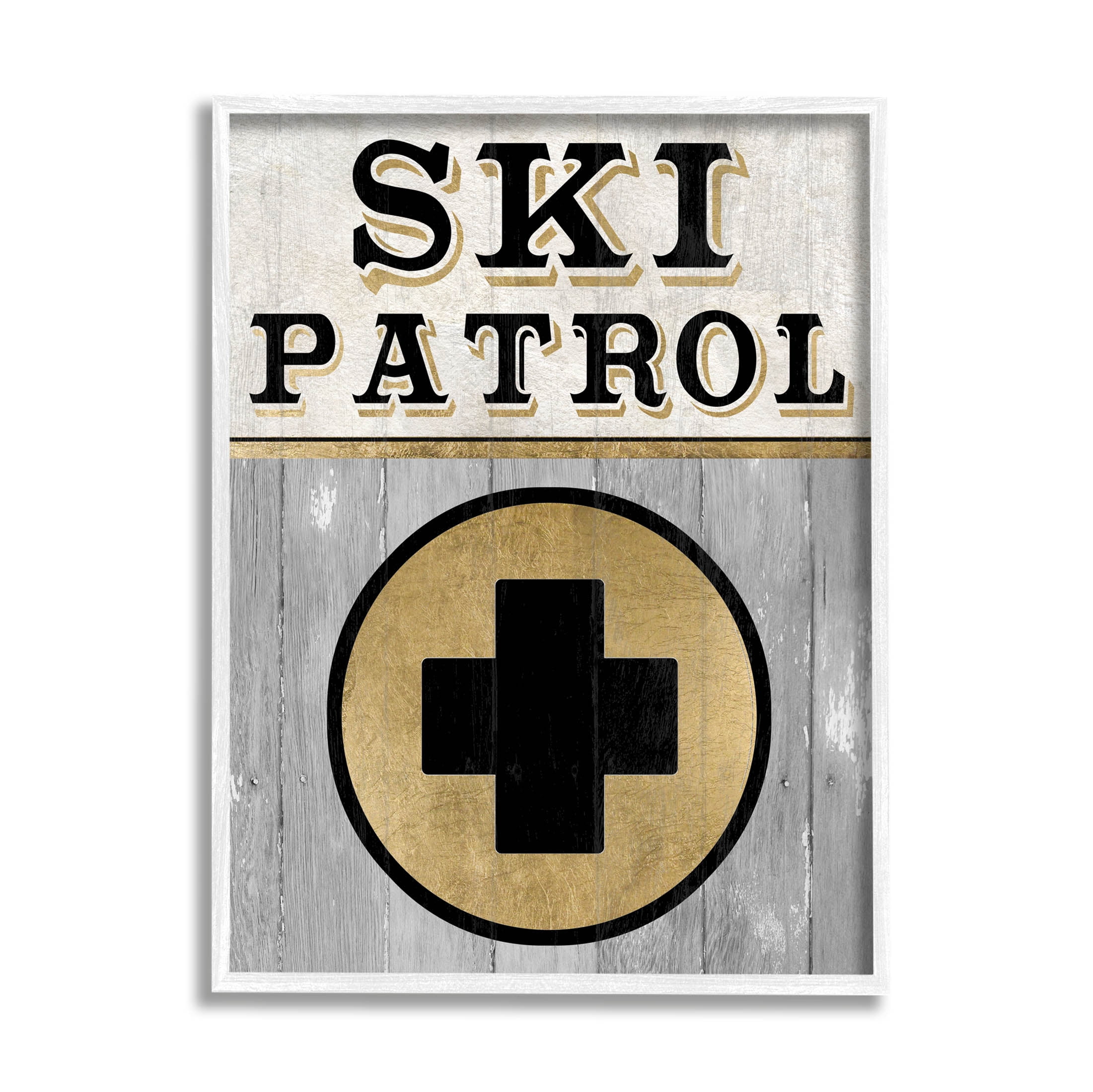 Stupell Industries Ski Patrol Medical Skiing Graphic Art White Framed Art Print Wall Art, Design by Livi Finn