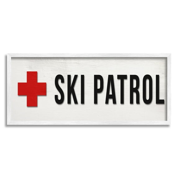 Stupell Industries Ski Patrol Red Cross Symbol Winter Mountain Sports, 24 x 10, Design by Daphne Polselli