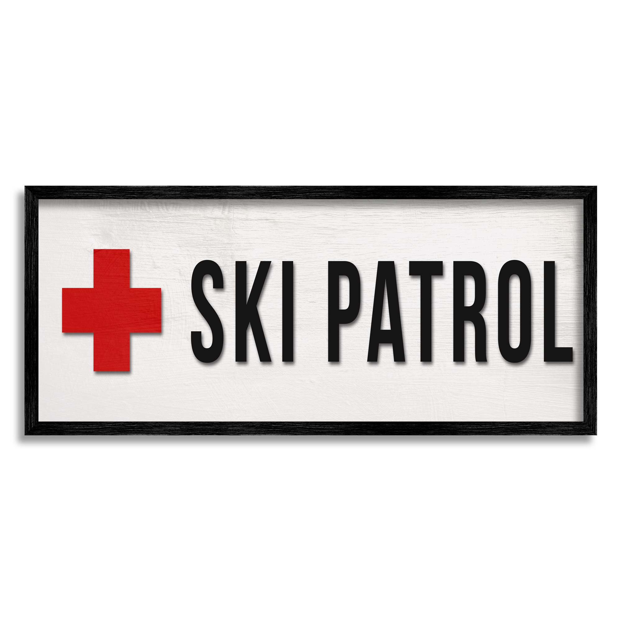 Stupell Industries Ski Patrol Red Cross Symbol Winter Mountain Sports, 24 x 10, Design by Daphne Polselli