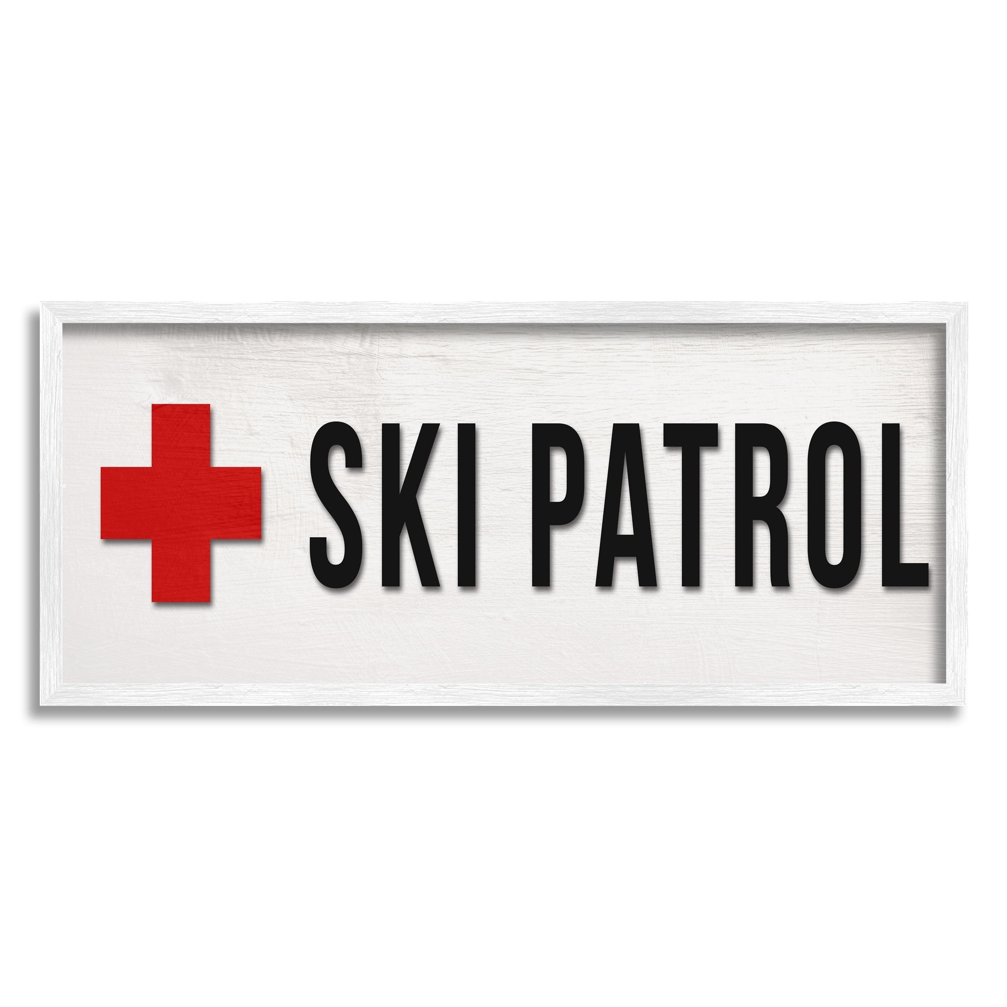 Stupell Industries Ski Patrol Red Cross Symbol Winter Mountain Sports, 30 x 13, Design by Daphne Polselli