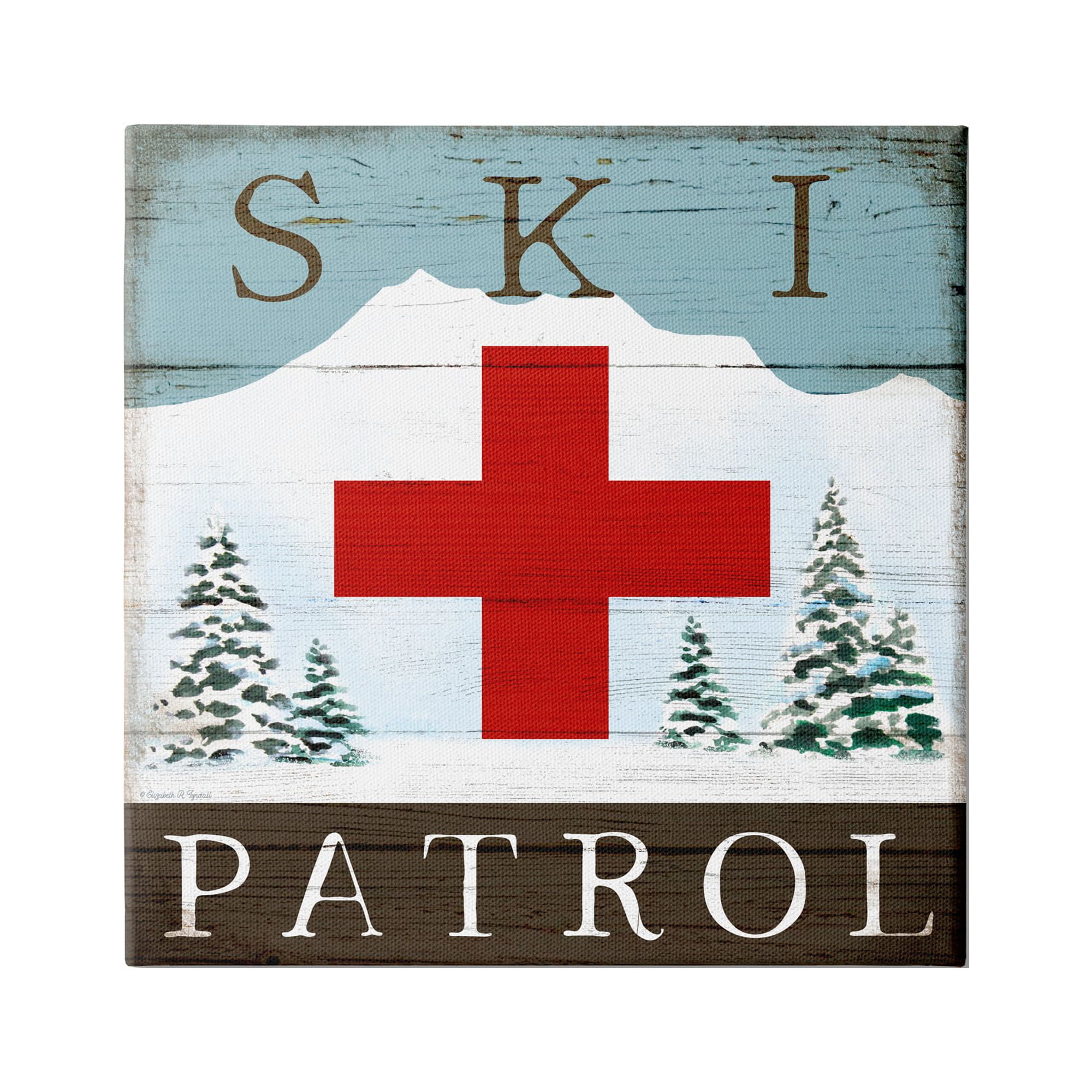 Stupell Industries Ski Patrol Rustic Cabin Sign Snowy Forest Mountain, 24 x 24, Design by Elizabeth Tyndall