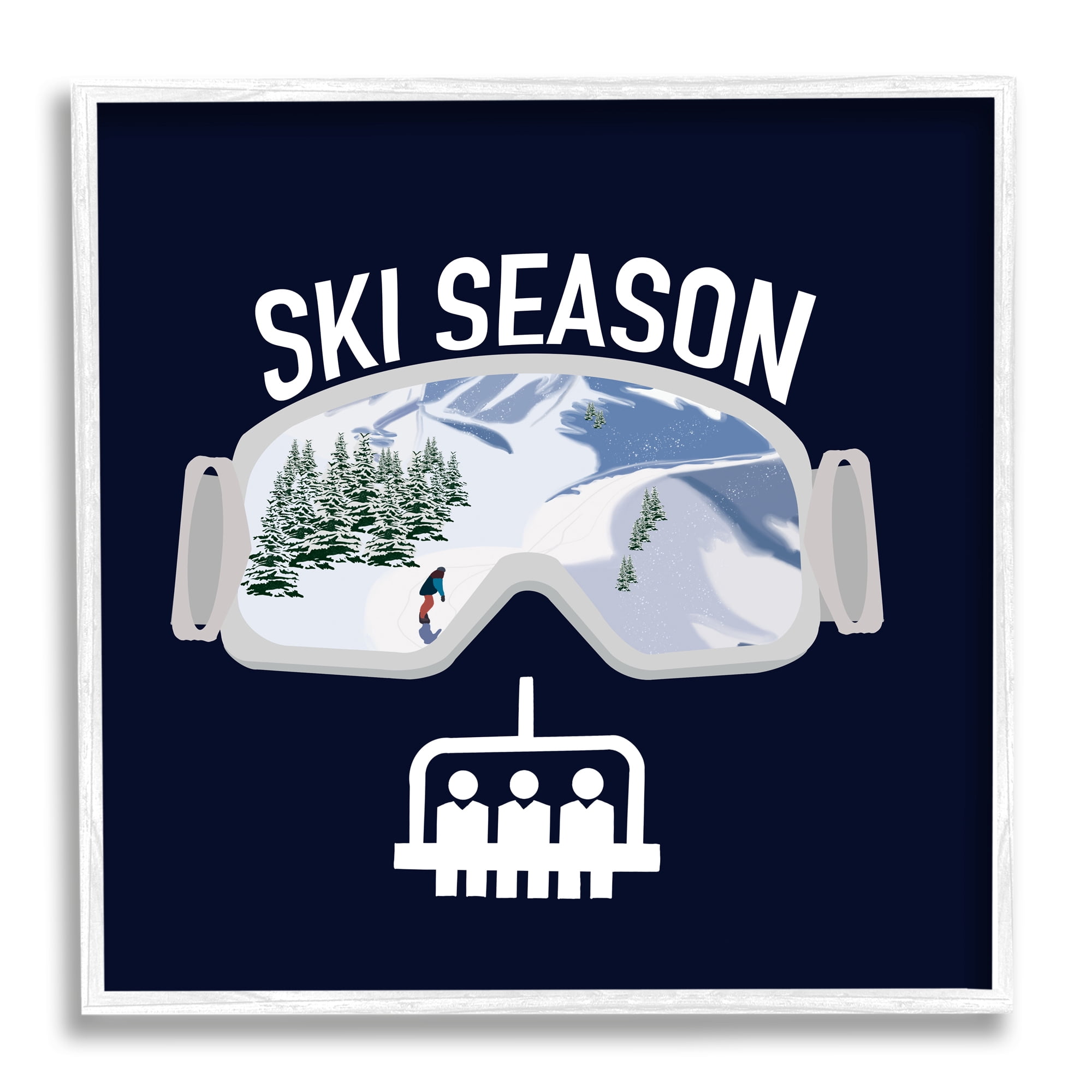 Stupell Industries Ski Season Phrases Sports Goggles Snowboard Slopes Blue, 12 x 12, Design by Ashley Singleton