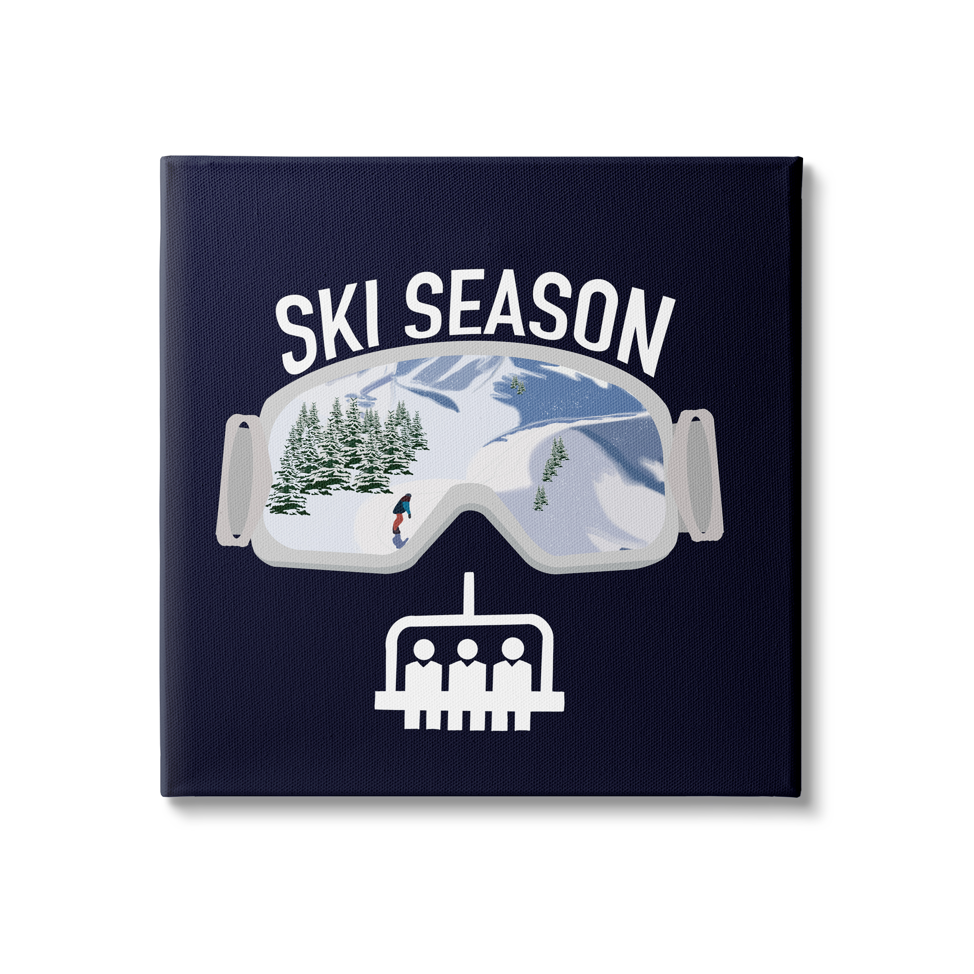 Stupell Industries Ski Season Phrases Sports Goggles Snowboard Slopes Blue, 30 x 30, Design by Ashley Singleton