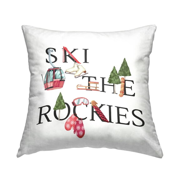 Stupell Industries Ski The Rockies Seasonal Winter Sports Typography Design by Ziwei Li Throw Pillow