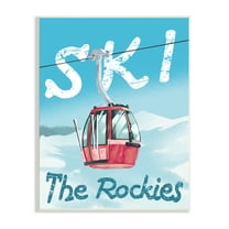 Stupell Industries Ski Trolly The Rocky Mountains Winter Blue Sports Painting Unframed Art Print Wall Art, 10 x 15