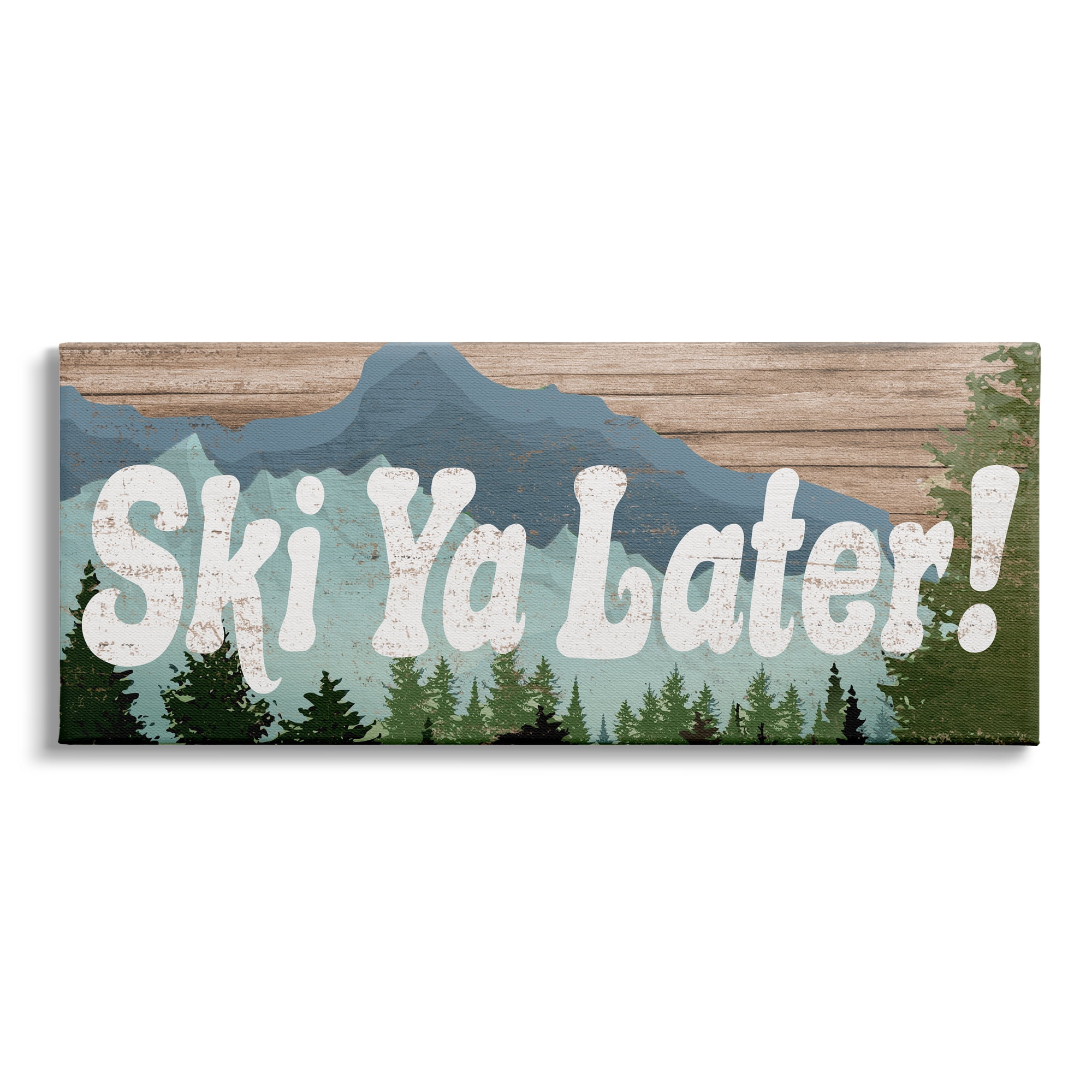 Stupell Industries Ski Ya Later Sports Pun Rustic Mountain Forest, 40 x 17, Design by Daphne Polselli