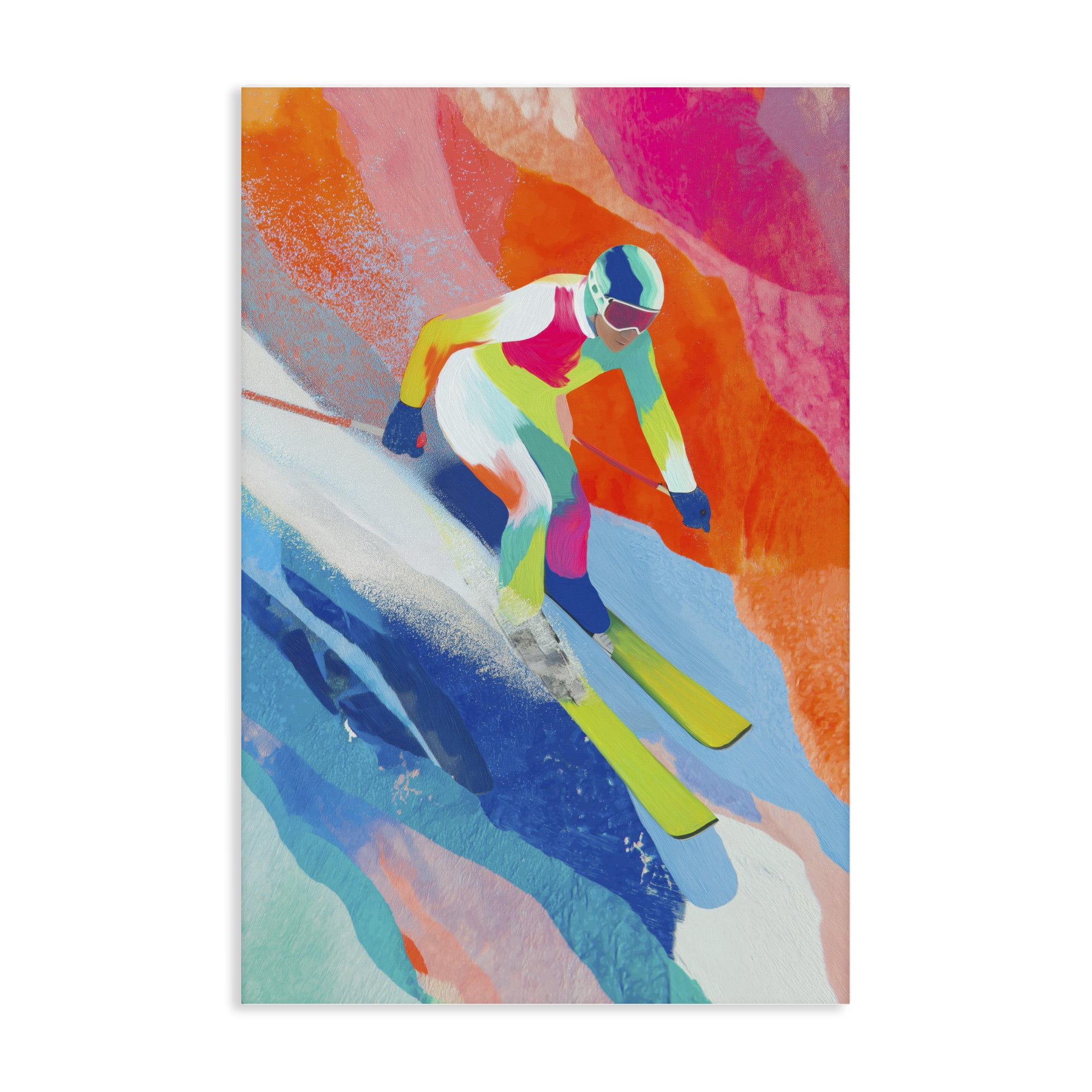 Stupell Industries Skiing Down Neon Slopes Canvas Wall Art, design by Chromatic Storm Studio
