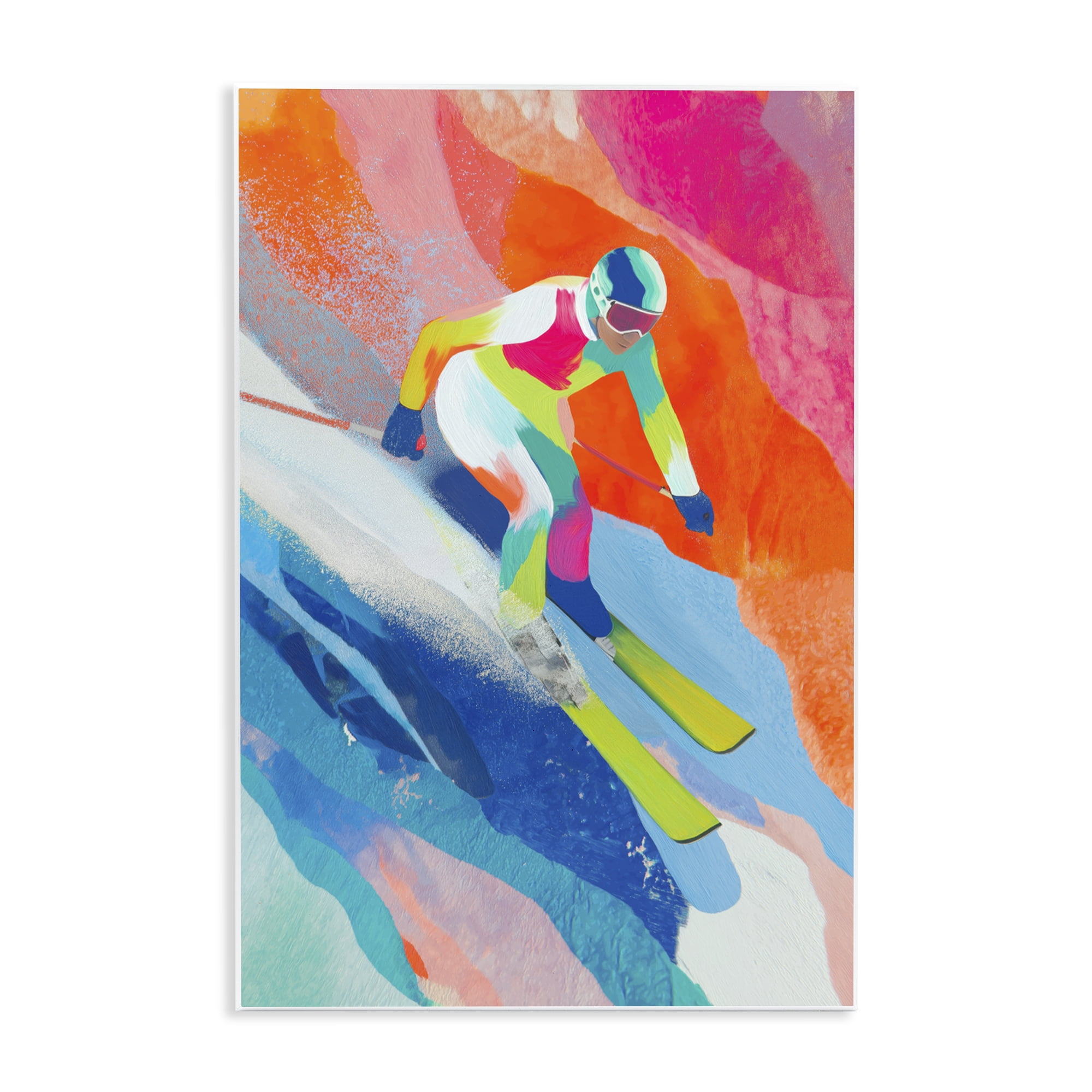 Stupell Industries Skiing Down Neon Slopes Wall Plaque Art, design by Chromatic Storm Studio