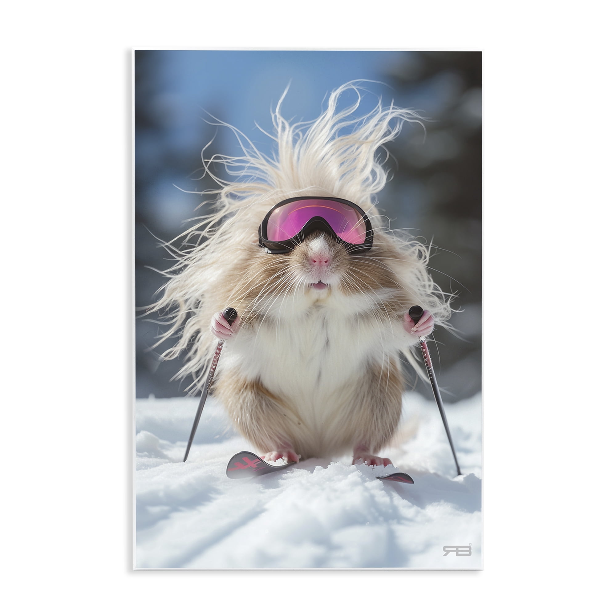 Stupell Industries Skiing Guinea Pig Animals & Insects Painting Unframed Art Print Wall Art, 13 x 19