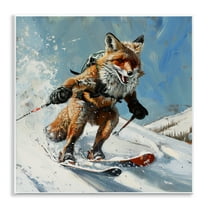 Stupell Industries Skiing Slopes Fox Animals Painting Unframed Art Print Wall Art, 12 x 12