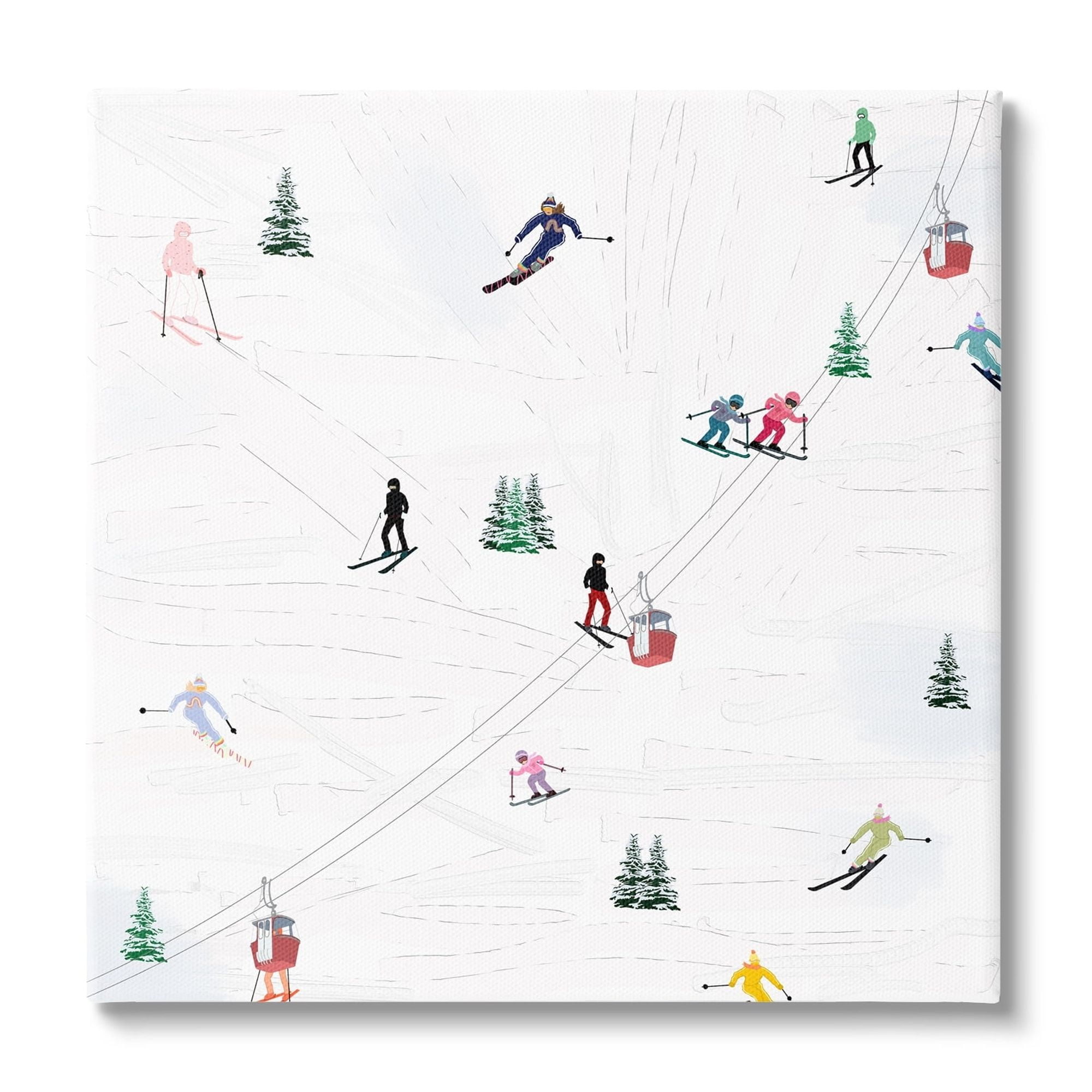 Winter Skiing Scene on Canvas Landscape Art, 24" x 24"