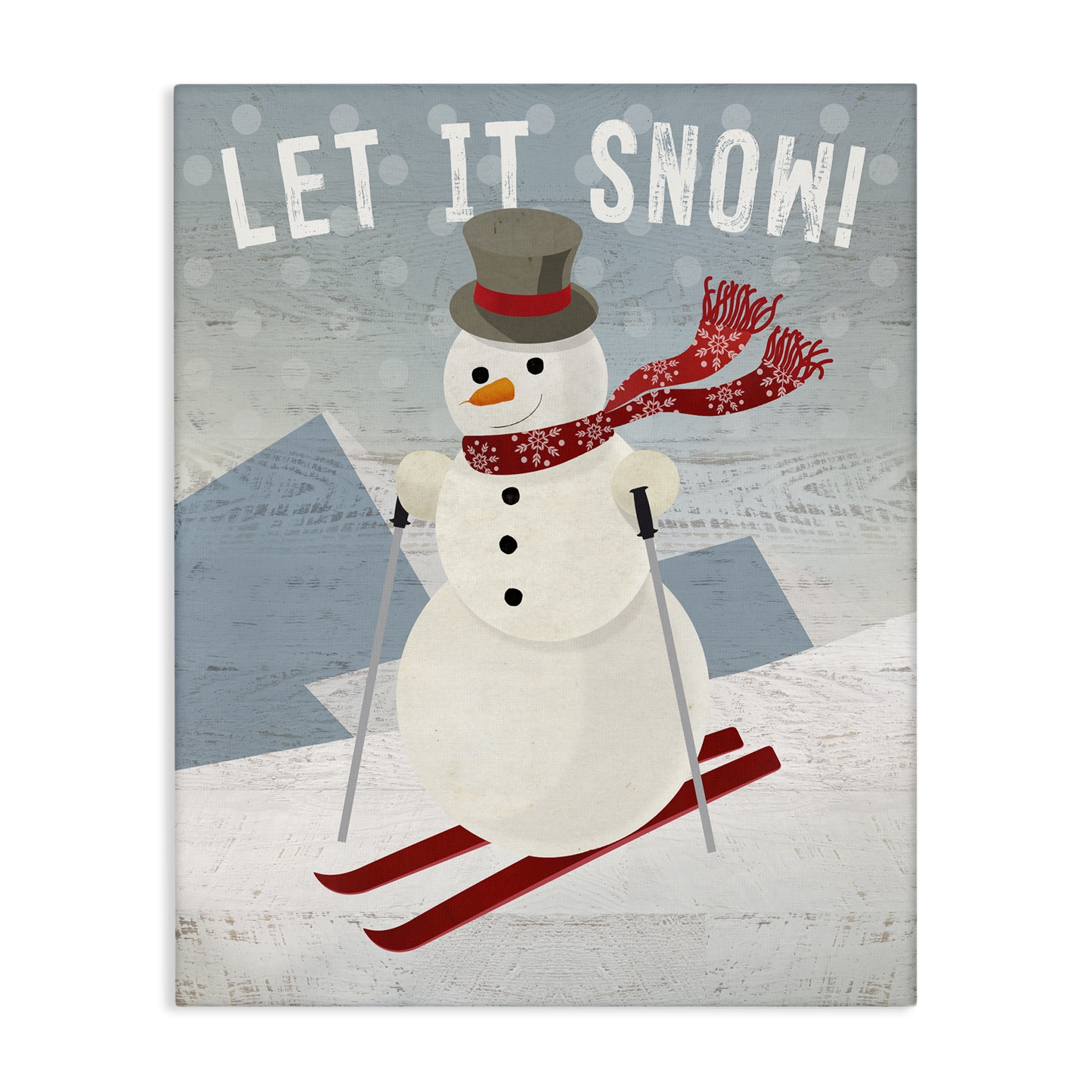Stupell Industries Skiing Snowman on Slopes Holiday Painting Gallery Wrapped Canvas Art Prints Wall Art, 24 x 30