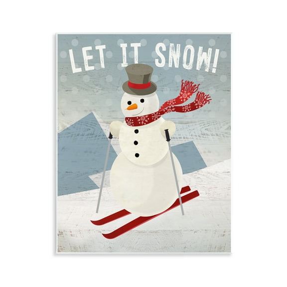 Stupell Industries Skiing Snowman on Slopes Holiday Painting Unframed Art Prints Wall Art, 11 x 14