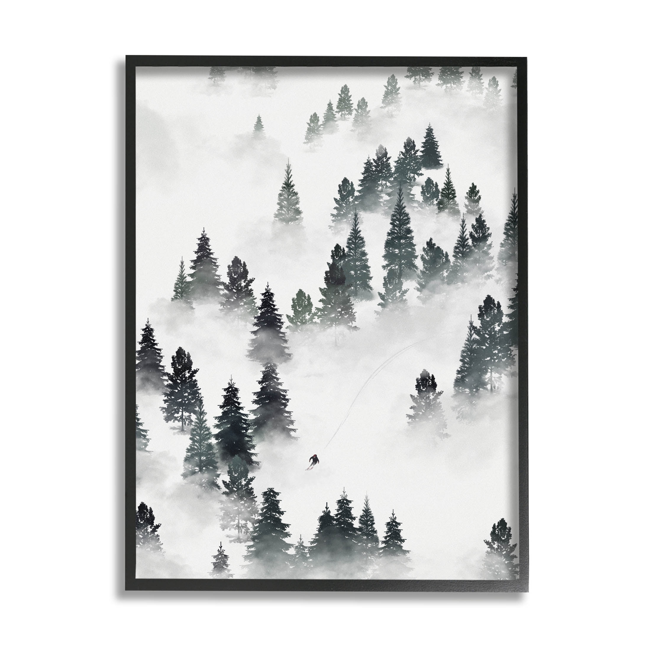Stupell Industries Skiing Winter Snow Slopes Graphic Art Black Framed Art Print Wall Art, Design by Ziwei Li