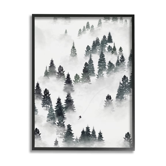 Stupell Industries Skiing Winter Snow Slopes Graphic Art Black Framed Art Print Wall Art, Design by Ziwei Li
