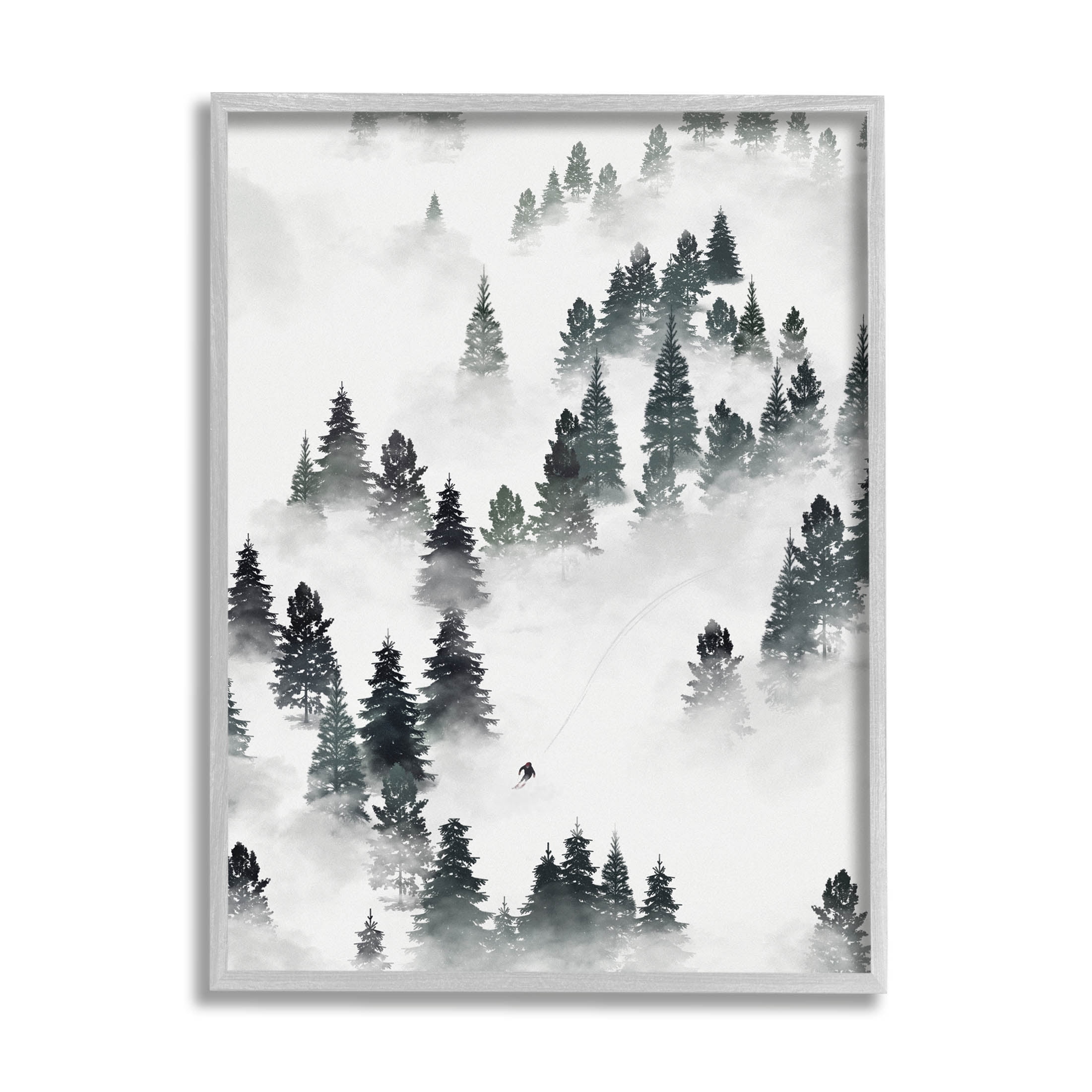 Stupell Industries Skiing Winter Snow Slopes Graphic Art Gray Framed Art Print Wall Art, Design by Ziwei Li