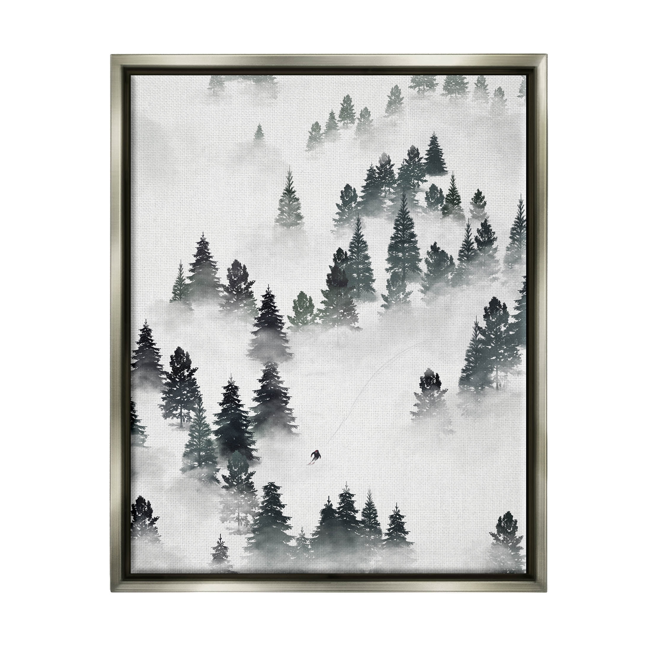 Stupell Industries Skiing Winter Snow Slopes Graphic Art Luster Gray Floating Framed Canvas Print Wall Art, Design by Ziwei Li