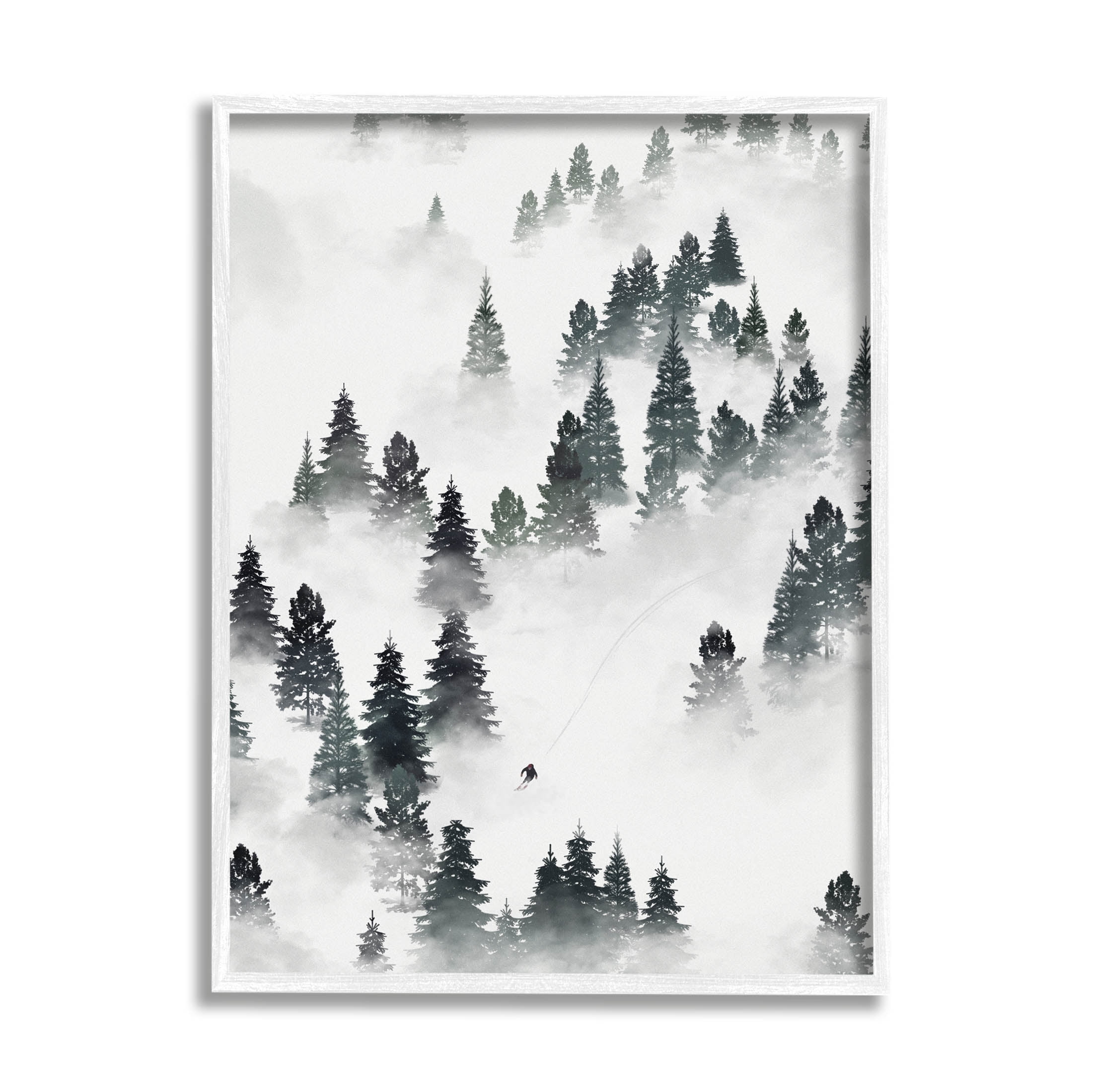 Stupell Industries Skiing Winter Snow Slopes Graphic Art White Framed Art Print Wall Art, Design by Ziwei Li